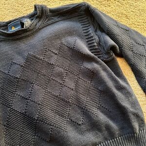 Liz Claiborne sport vintage cropped sweater navy argyle